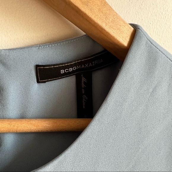 BCBGMaxAzria SHADOW BLUELORIELLE ASYMMETRICAL DRAPE TOP Size S - Picture 9 of 13